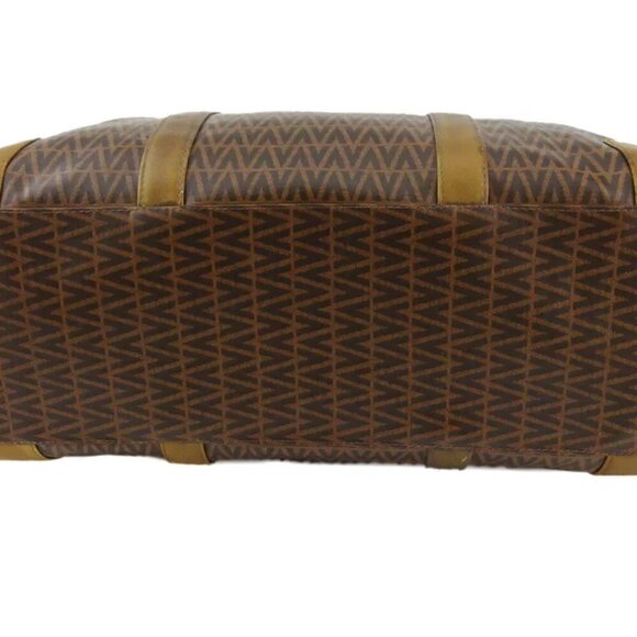 MARIO VALENTINO Boston bag MV mark beige PVC ?~ leather Authentic T19856 - Picture 5 of 9